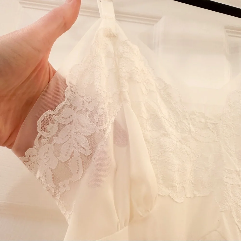Vintage Lace Sheer Lingerie Slip Dress White sz Small - Picture 3 of 6
